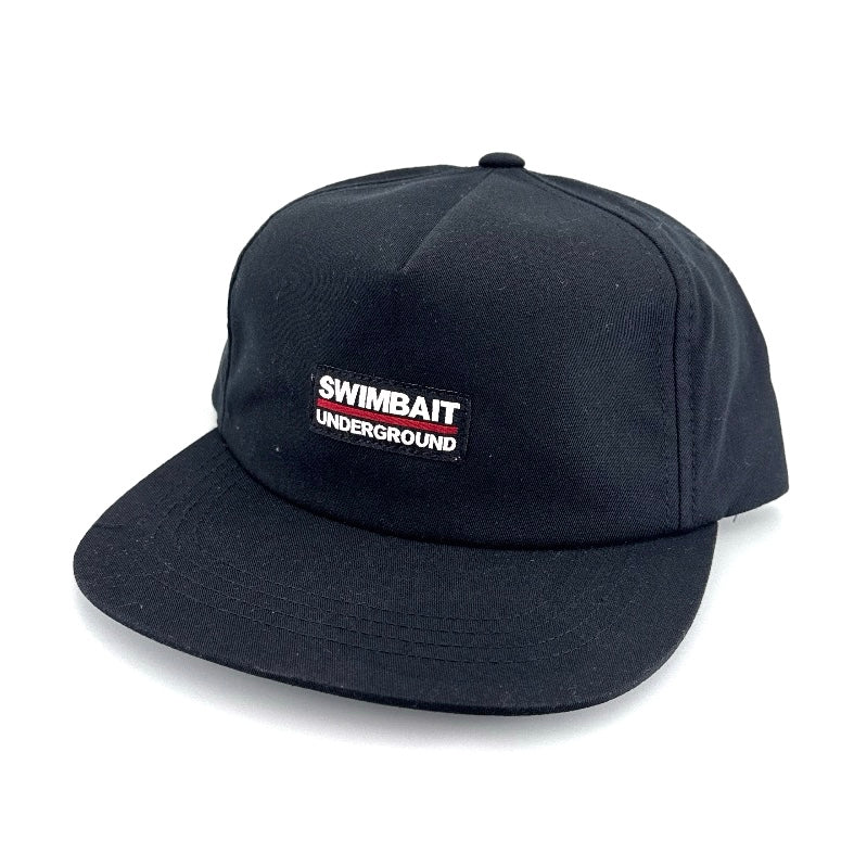 Swimbait Underground Woven Label Unstructured Snapback Hat - Black